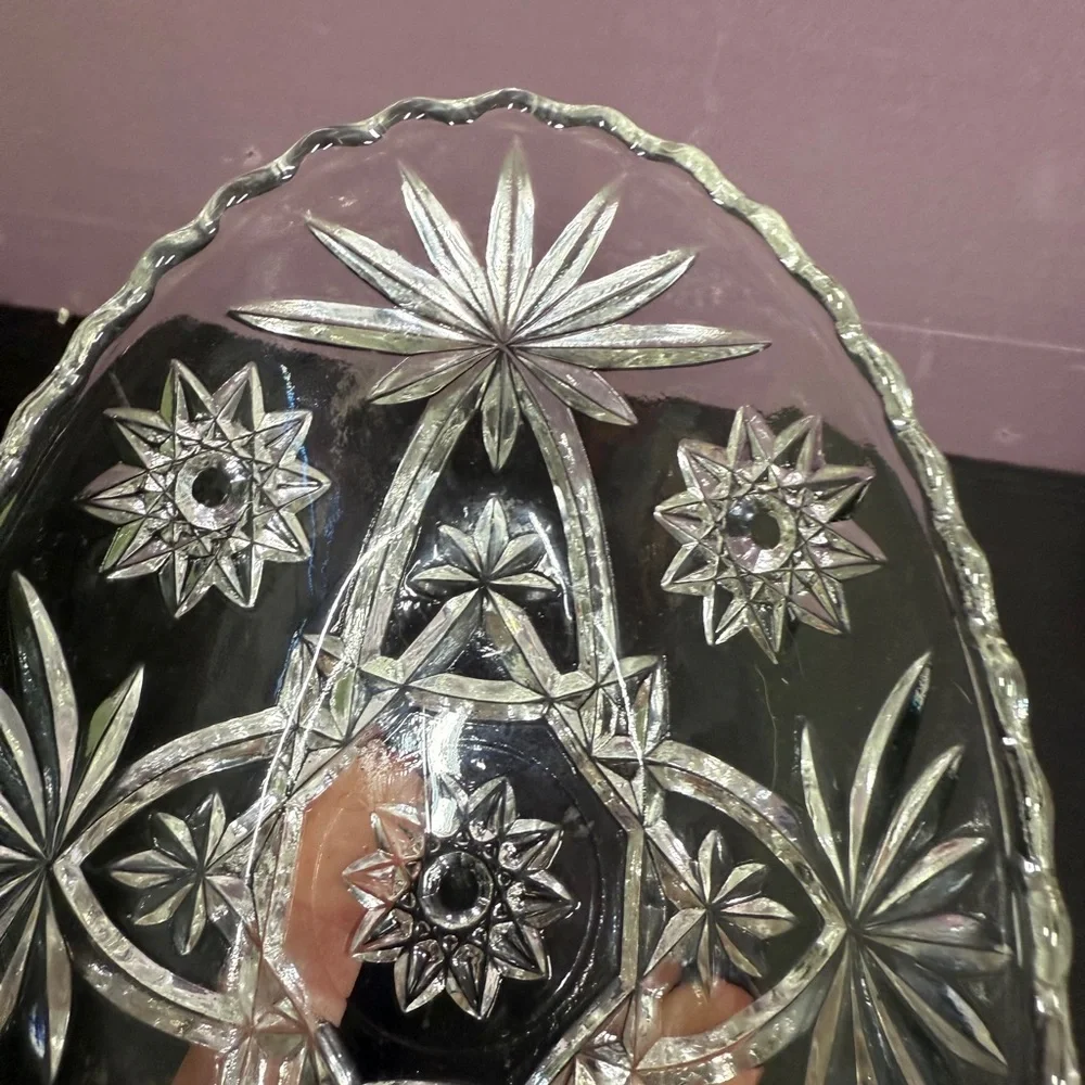 Vintage Anchor Hocking Elegant Clear Glass Star of David Oval appetizer dish